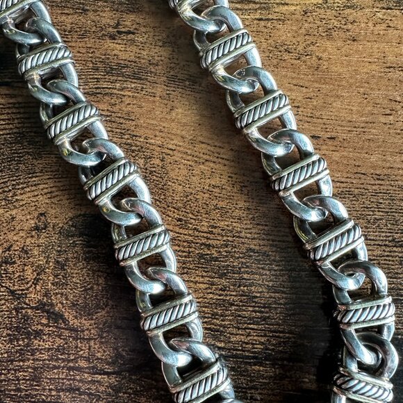 David Yurman Madison Chain Link Necklace w/ 18K Yellow Gold - 14mm - 16" - RARE - Picture 4 of 16